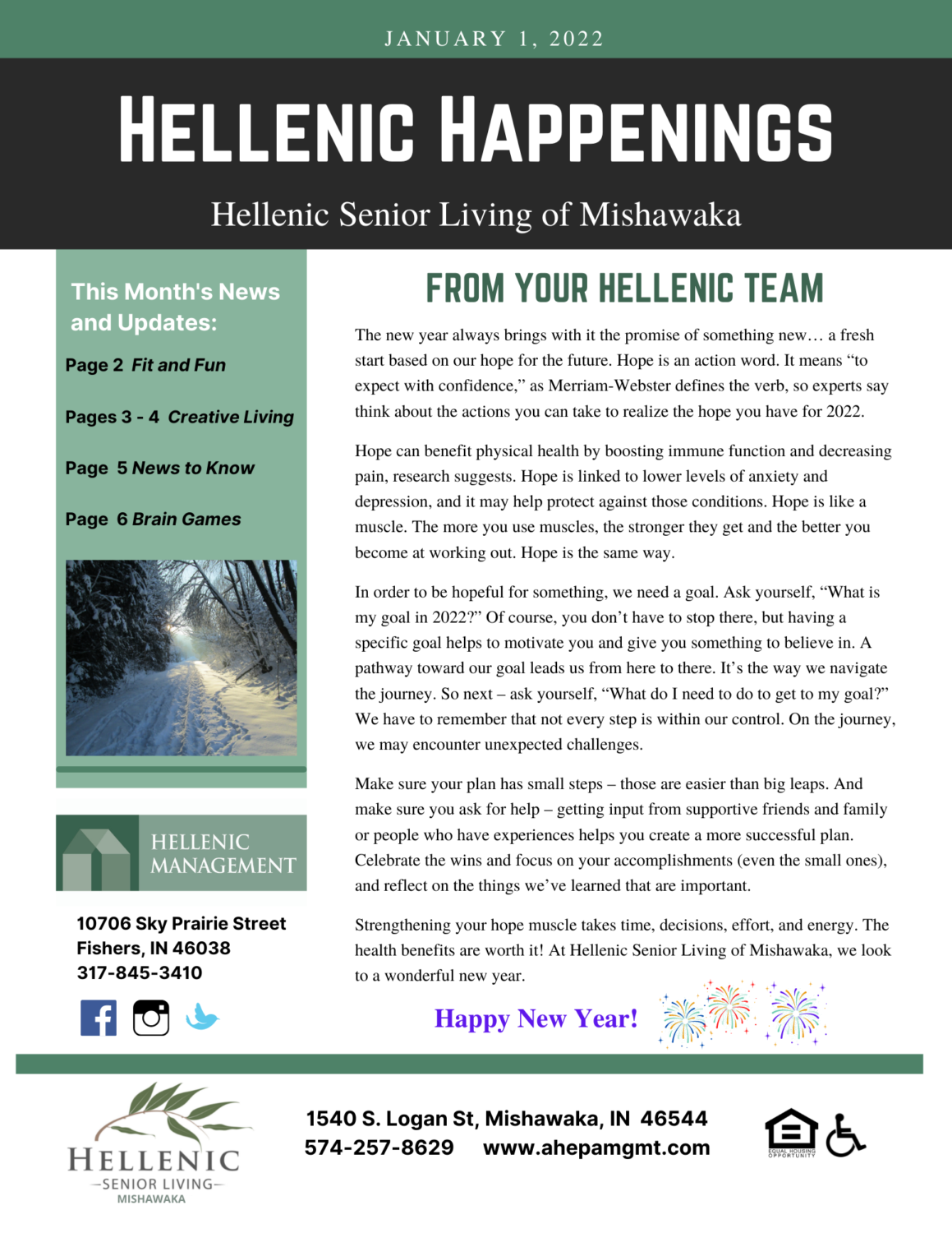 Hellenic Happenings January 2022 Newsletter, page 1