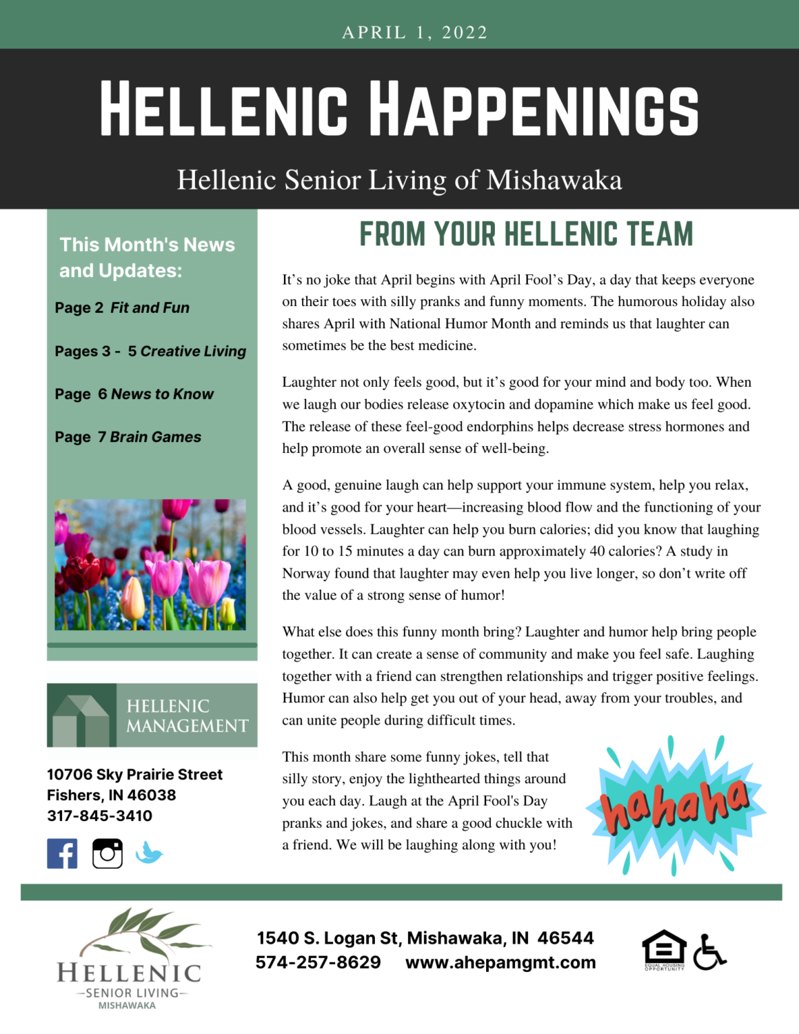 Hellenic Happenings April 2022 Newsletter, page 1